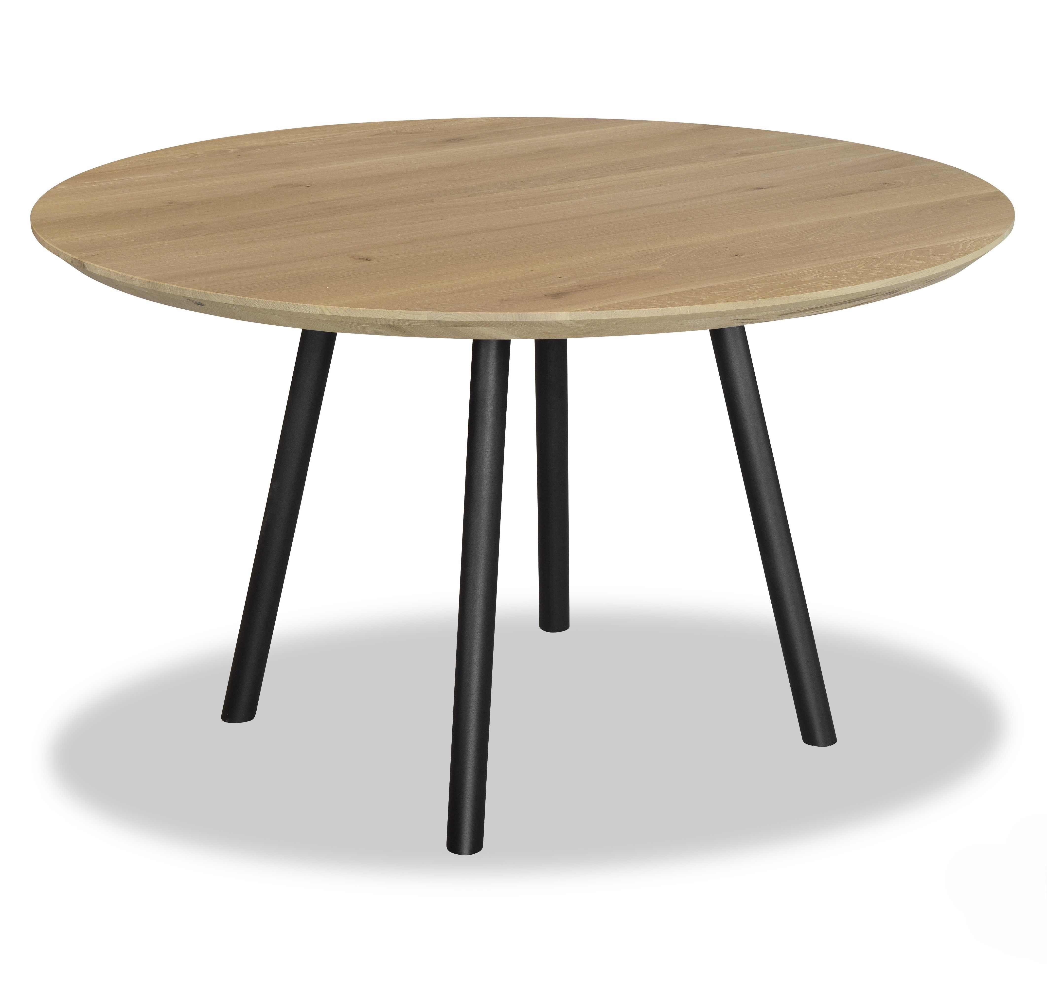 Tafel Rond Hout Massief Houten Eettafel Mangohout 150 Cm Keukentafel Stalen Onderstel Ronde Tafel