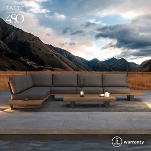 Emerald loungebank incl. kussens + salontafel 