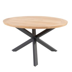 4SO Prado outdoor eettafel rond teak 130 cm ø. Antracite