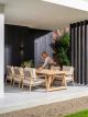 4SO Julia 6 stoelen Low Dining + Noah 300x100 brushed teak tafel 